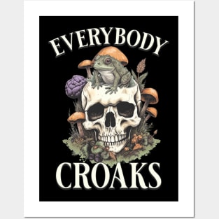 Everybody croaks - Funny Frog Skull Mushroom Print Posters and Art